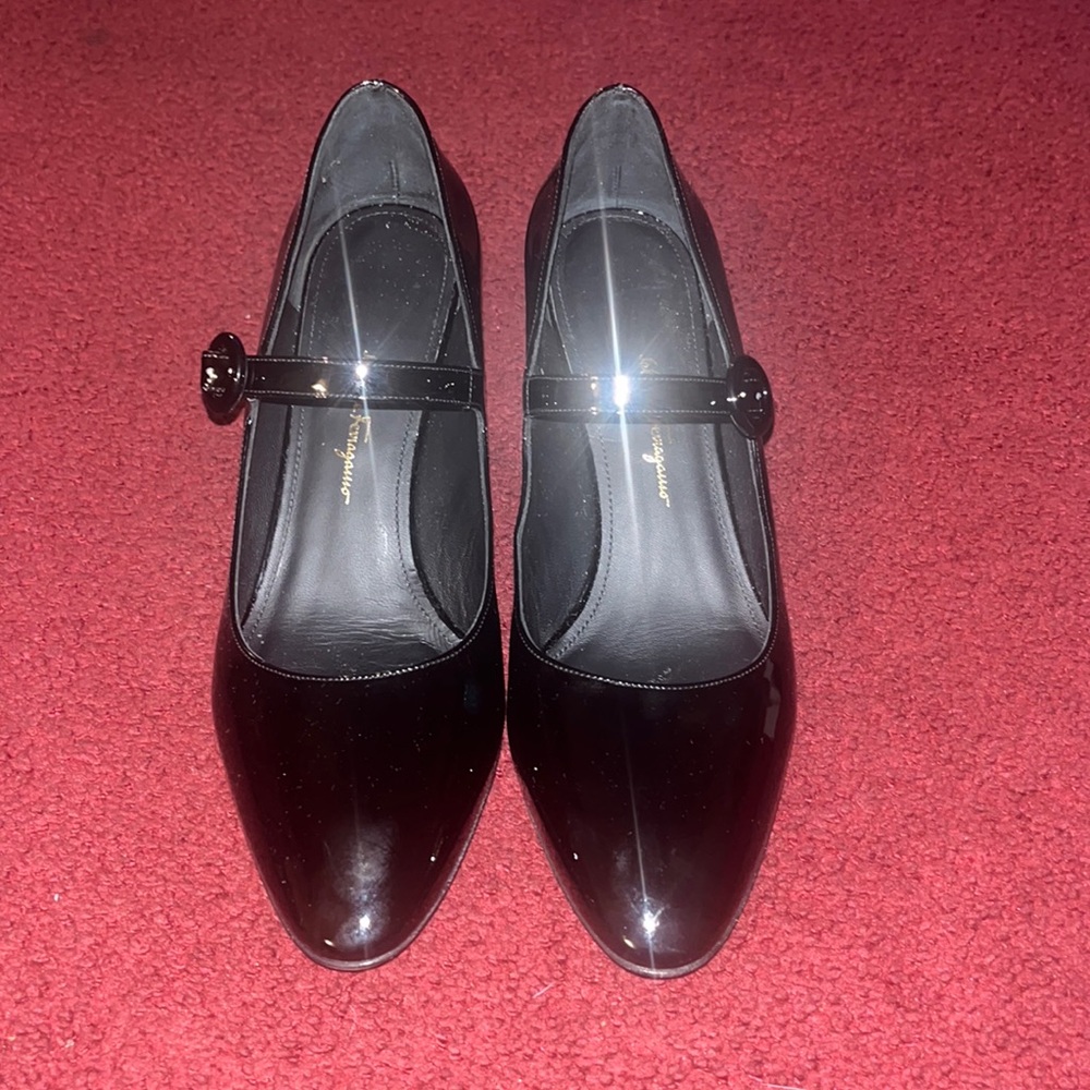Salvatore Ferragamo Black Patent Leather Heels
